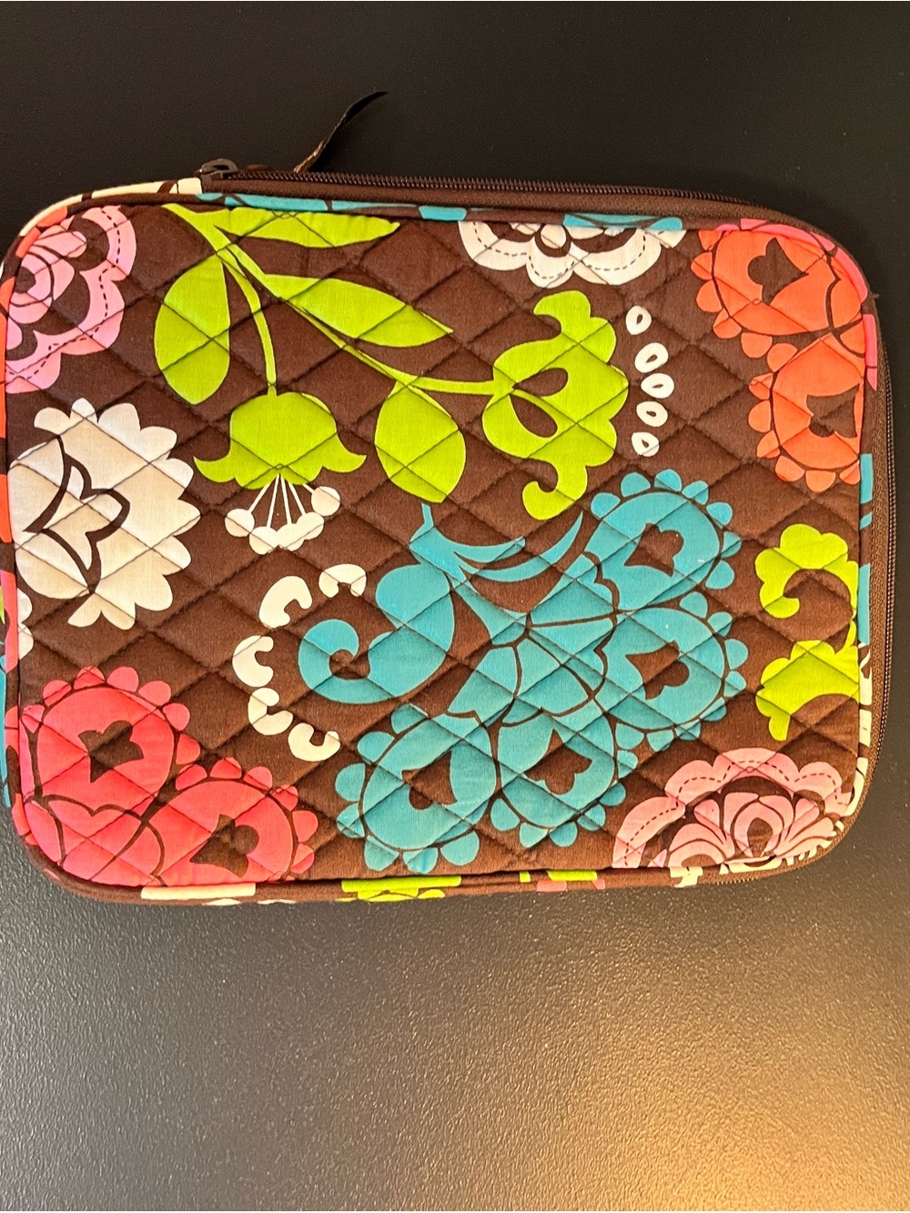 Vera Bradley Quilted Floral Tablet Sleeve in Brown, Turquoise, Lime, Pink, Coral